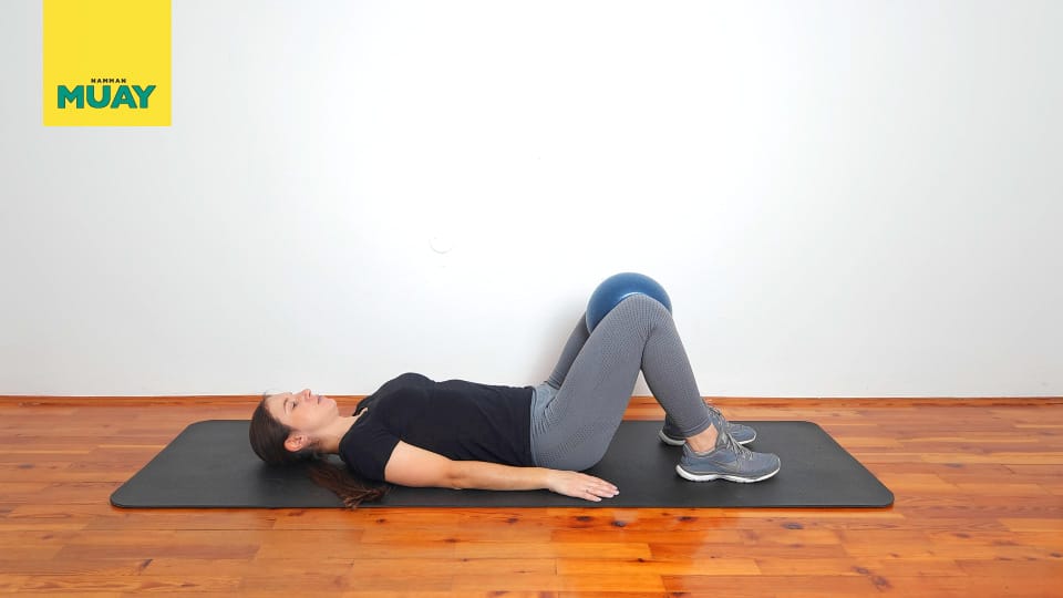 Bridging with ball squeeze Step 1