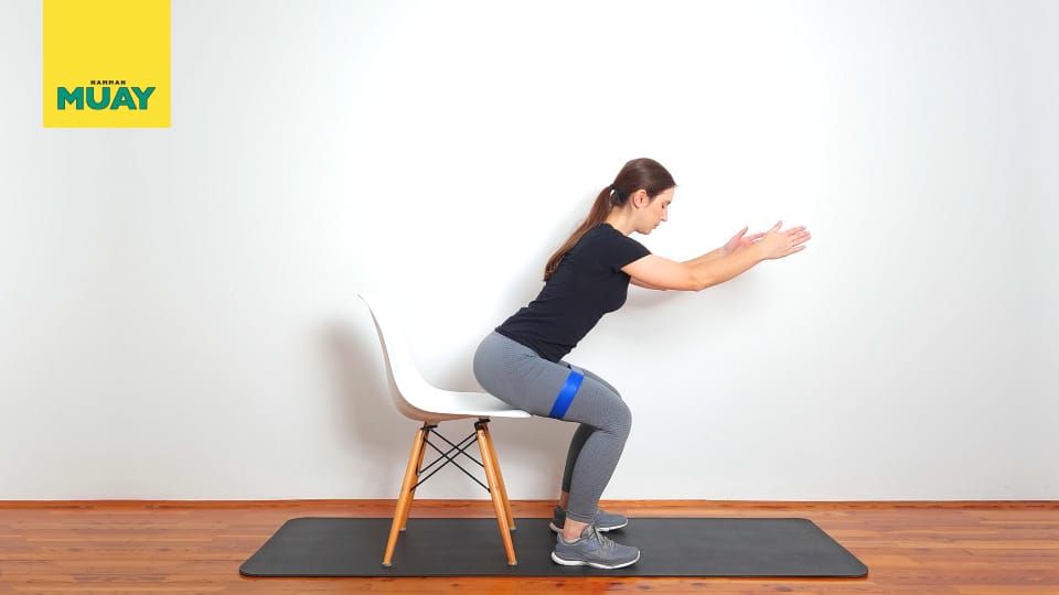Squats at Chair with Resistive Band Step 2